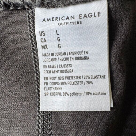 AE Womens Size L Gray Yoga Workout Shorts High Rise Wide Waistband Pockets READ - Picture 12 of 13